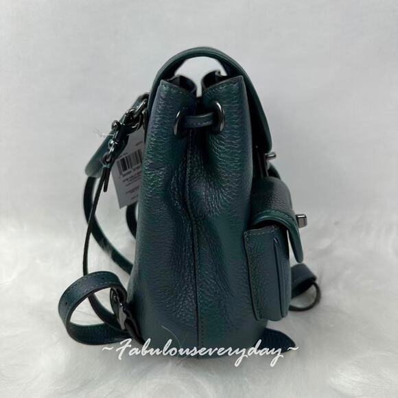 Coach Hadley Backpack In Leather Gunmetal/Dark Teal CBH09 NWT - Picture 2 of 9